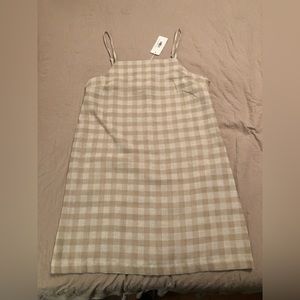 Neutral gingham print dress
